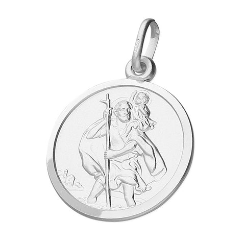 St Christopher Sterling Silver 18mm Round Pendant