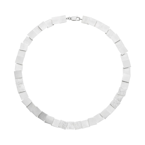 Tezer Silver Muti Square brushed and textured Necklace