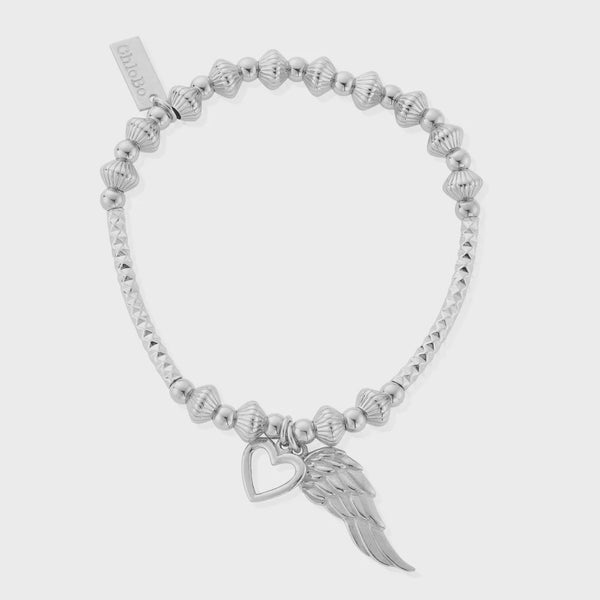 ChloBo Pattern Noodle Disc Heart And Angel Wing Bracelet