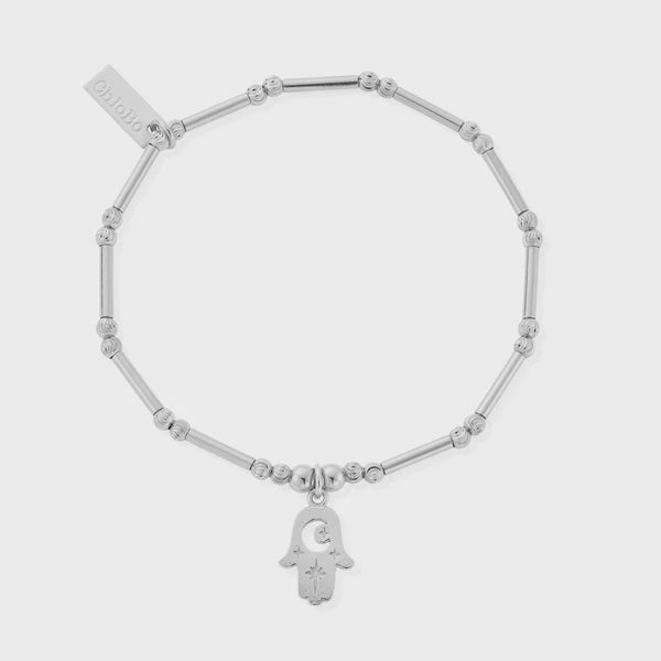 ChloBo Dainty Moon Cut Sparkle Hamsa Bracelet