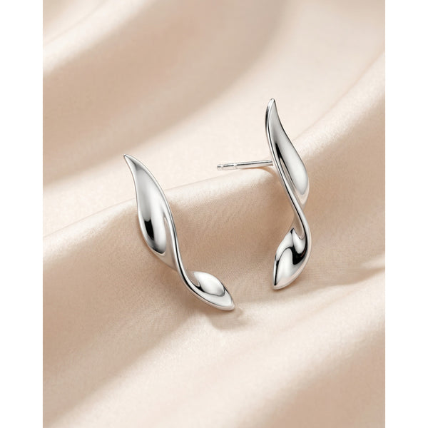 Serenity Curve Long Stud Earrings