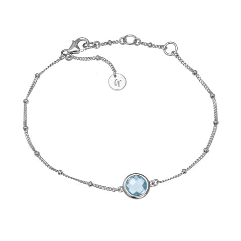 Silver Blue Topaz Beaded Bracelet