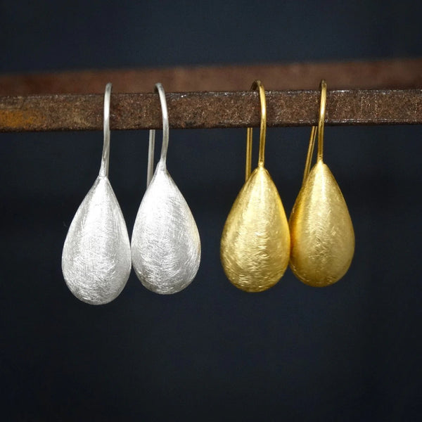 Beyond Biasa Minimal Brushed Teardrop Earrings