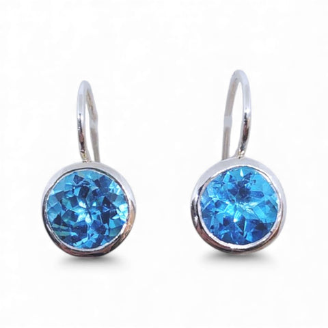 Silver Swiss Blue Topaz Drop Earrings