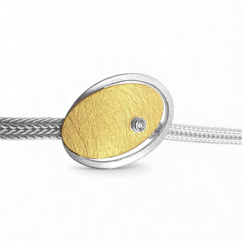 'Solar Ellipse' Silver & 22ct Gold Diamond Necklace