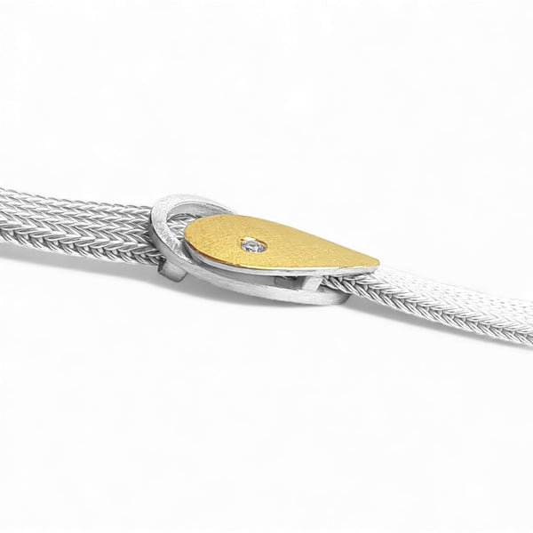 'Solar Ellipse' Silver & 22ct Gold Diamond Bracelet