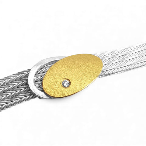 'Solar Ellipse' Silver & 22ct Gold Diamond Bracelet