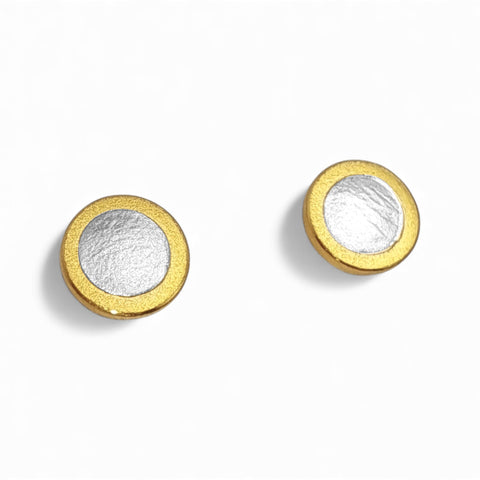 'Solar Lake' Silver & 22ct Gold Stud Earrings