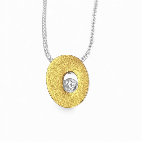 'Solar Sparkle' Silver & 22ct Gold Diamond Necklace