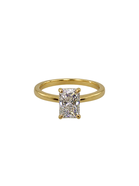18ct Gold 2.09 ct Elongated Cushion Solitaire Diamond Ring