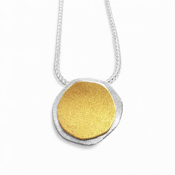 'Solstice Disc' Silver & 22ct Gold Necklace