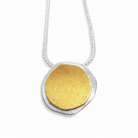 'Solstice Disc' Silver & 22ct Gold Necklace