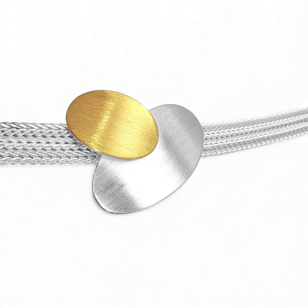 'Stellar Crossing' Silver & 22ct Gold Necklace