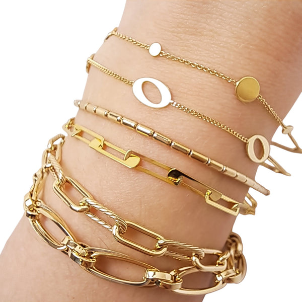 Double-Link 9ct Yellow Gold Chain Bracelet