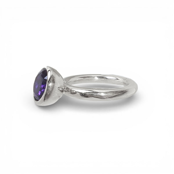 Silver 8mm Purple Amethyst Ring
