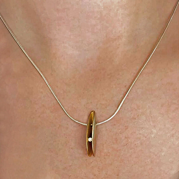 Silver and Gold Front Shell Diamond Pendant