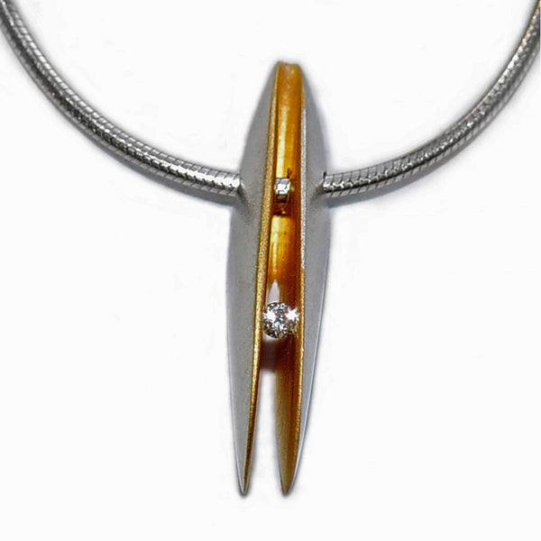 Silver and Gold Front Shell Diamond Pendant