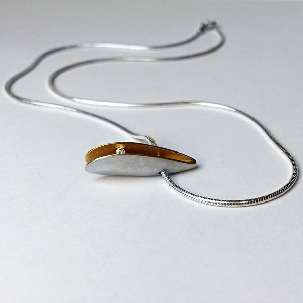 Silver and Gold Front Shell Diamond Pendant