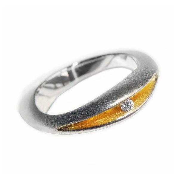 Silver & Gold Partially Split Diamond Ring