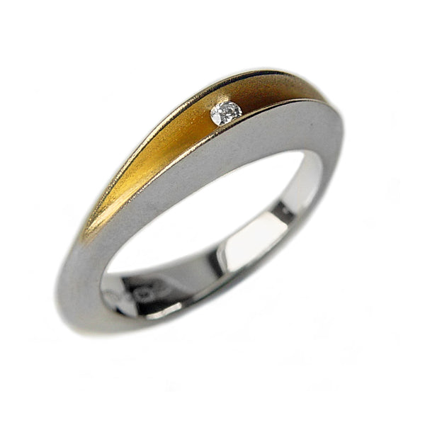 Silver & Gold Partially Split Diamond Ring