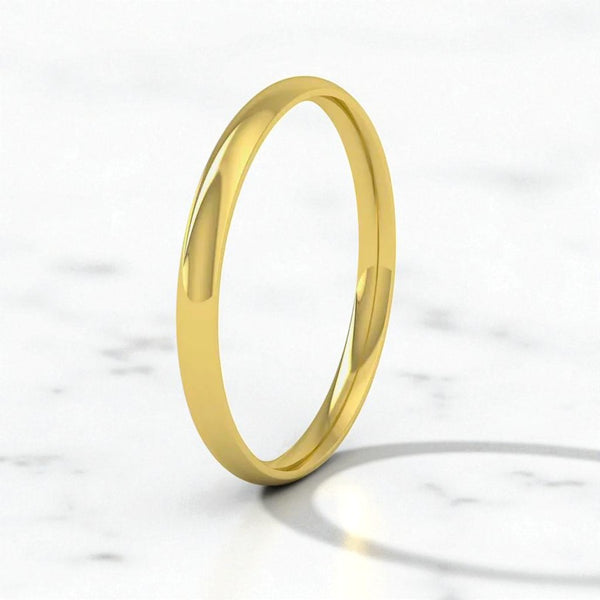 WILDE Polished 9ct Yellow Gold 2mm Medium Court Ring