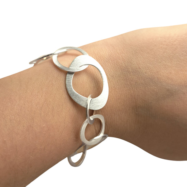 Tezer Large Brushed Ovals and Circles Bracelet
