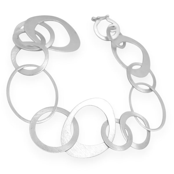 Tezer Large Brushed Ovals and Circles Bracelet