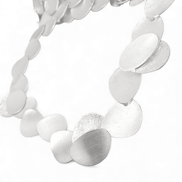 Tezer Silver Brushed Petal Necklace