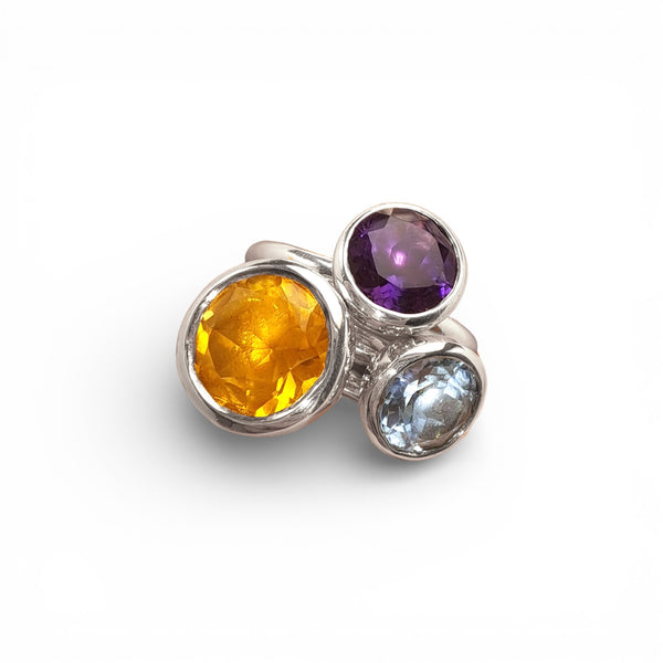 Silver 8mm Purple Amethyst Ring
