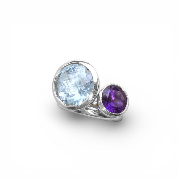 Silver 8mm Purple Amethyst Ring
