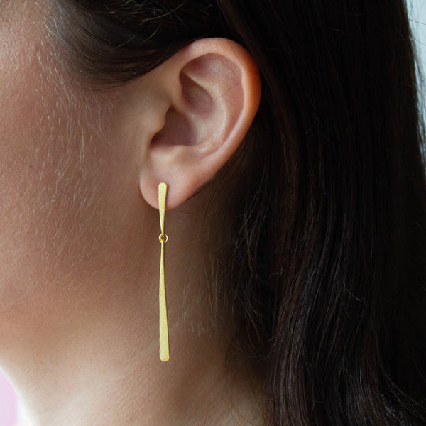 Beyond Biasa Brushed Long Drop Earrings