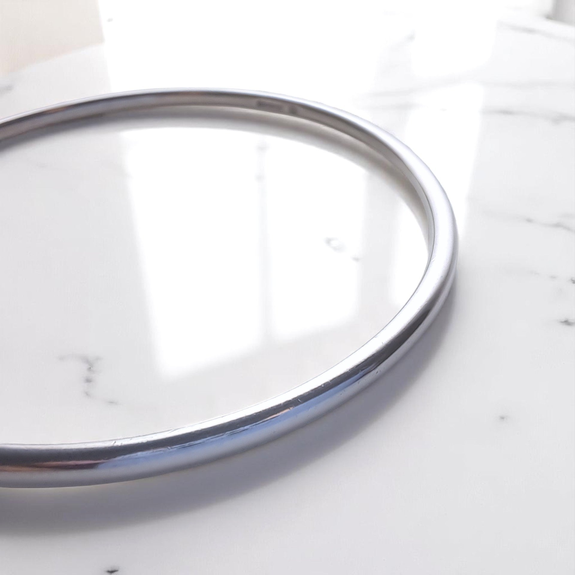 3mm Silver Polished Bangle - Round Wire