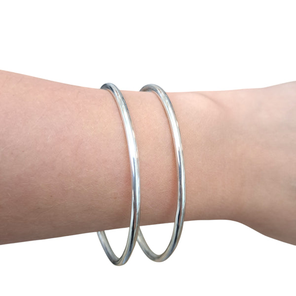3mm Silver Polished Bangle - Round Wire
