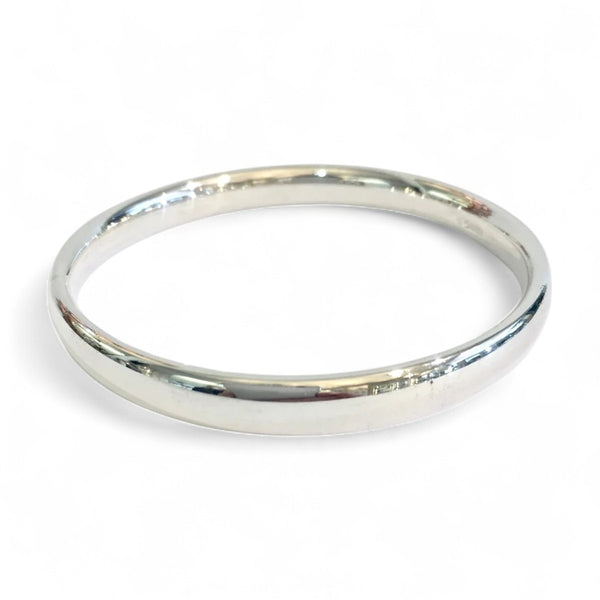 8mm Silver Polished Bangle - Heavy Oval Wire