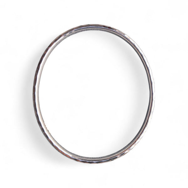 8mm Silver Hammered Heavy Bangle - Heavy Oval Wire