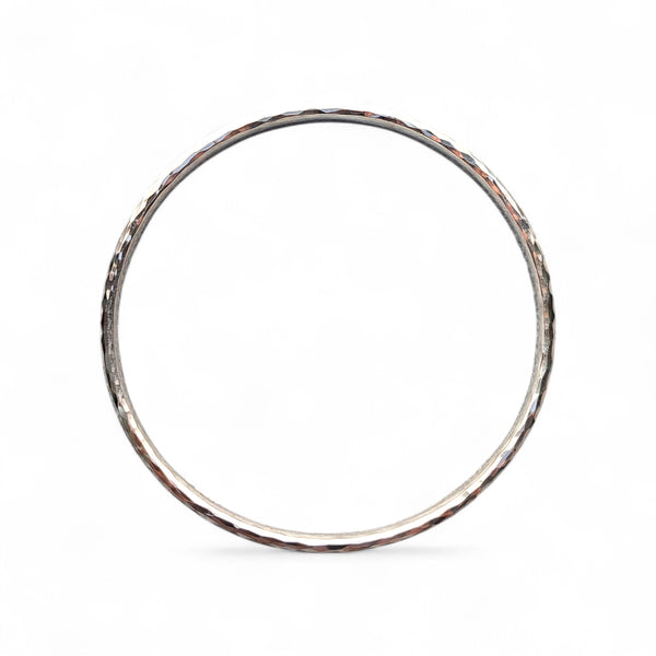 8mm Silver Hammered Heavy Bangle - Heavy Oval Wire