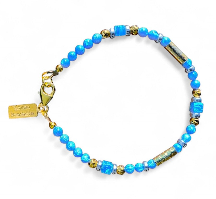 Yaron Morhaim Gold Opalite Beaded Bracelet