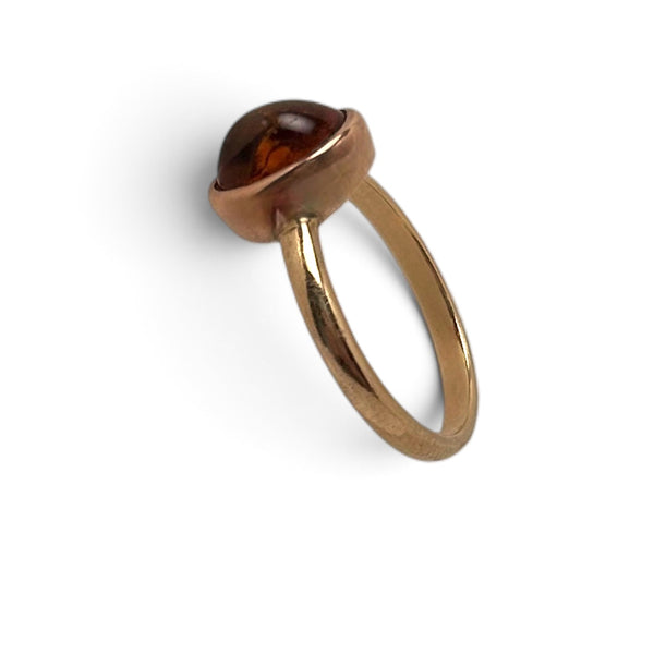 Vintage "Honey Drop" 9ct Yellow Gold Oval Amber Ring