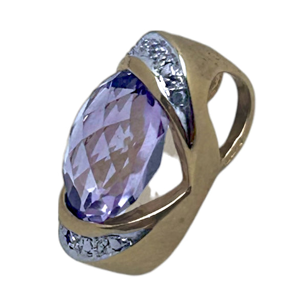 Vintage "Dreamy Lilac" 9ct Yellow Gold Amethyst & Diamond Pendant