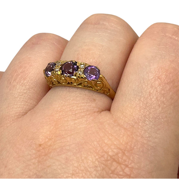 Vintage 'Violet Tide' 18ct Yellow Gold Amethyst and Diamond Ring