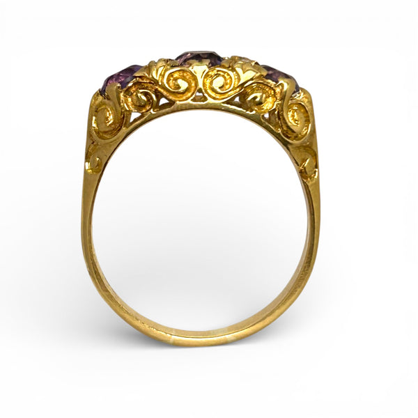 Vintage 'Violet Tide' 18ct Yellow Gold Amethyst and Diamond Ring