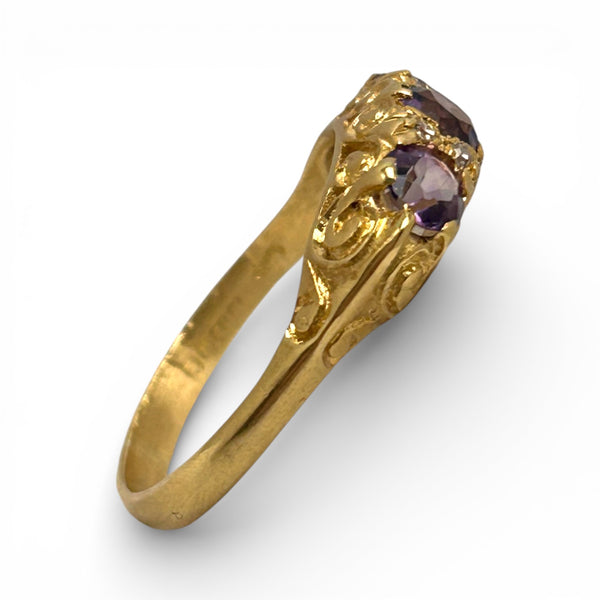 Vintage 'Violet Tide' 18ct Yellow Gold Amethyst and Diamond Ring