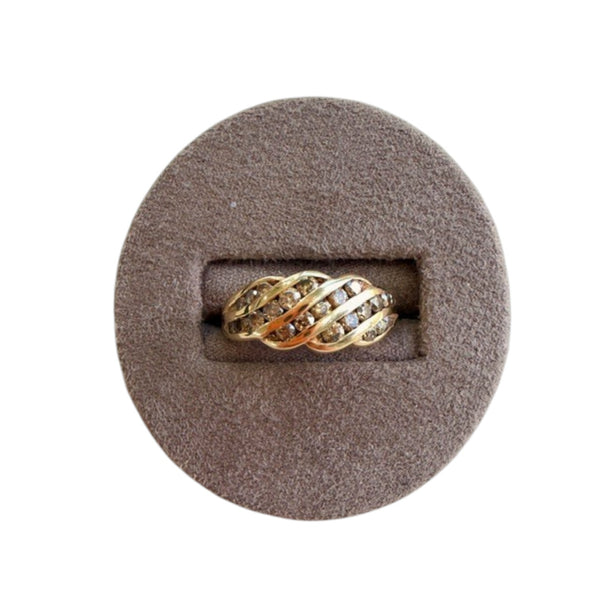 Vintage "Golden Ember" 9ct Yellow Gold Multi Row Cognac Diamond Ring