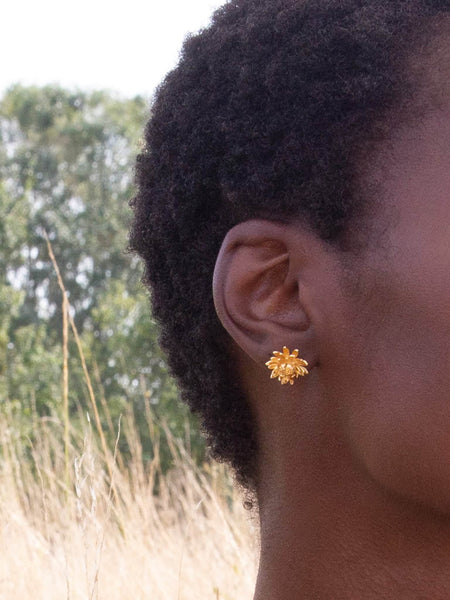 Alex Monroe Gold Chrysanthemum Flower Stud Earrings