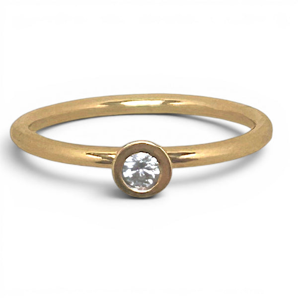 WILDE 9ct Yellow Gold 0.10ct Trumpet Diamond Stacking Ring