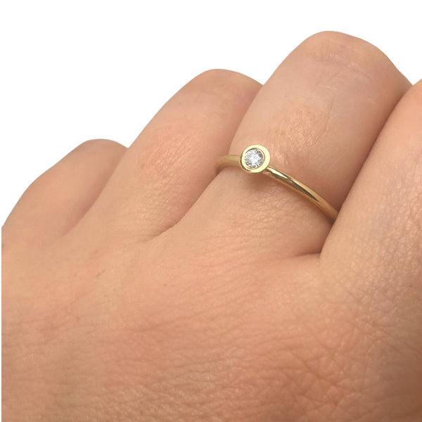 WILDE 9ct Yellow Gold 0.10ct Trumpet Diamond Stacking Ring