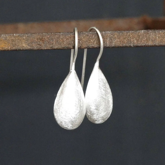 Beyond Biasa Minimal Brushed Teardrop Earrings