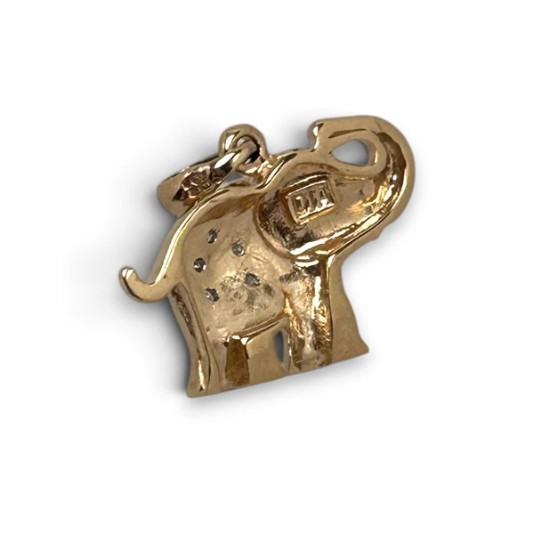 Vintage "Golden Tusk" 9ct Yellow Gold and Diamond elephant Pendant