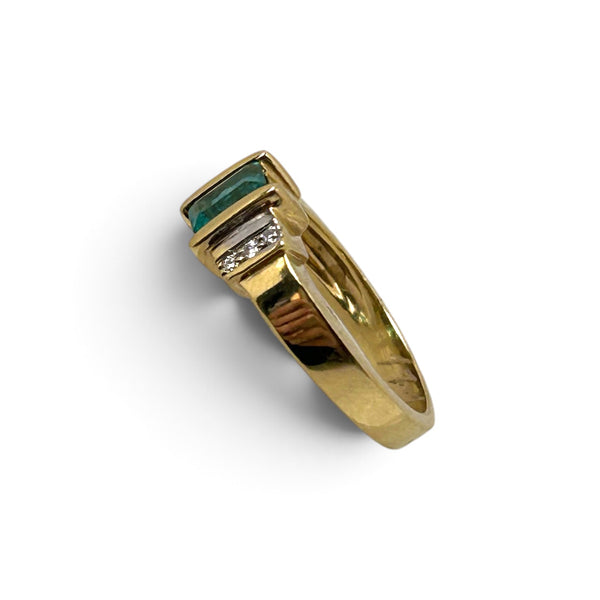 Vintage "Evergreen dream" 8ct Yellow Gold Emerald and Diamond Ring