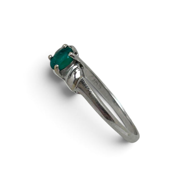 Vintage "Forest arc" 18ct White Gold Emerald and Diamond Ring